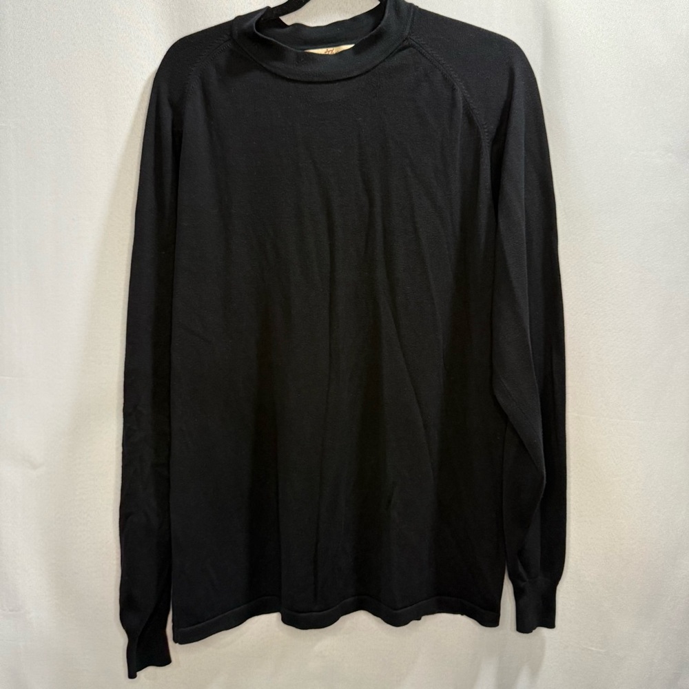 Norm Thompson 100% Silk Black Long Sleeve Shirt XL